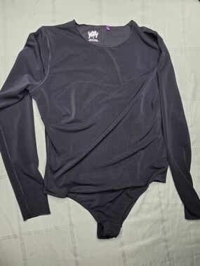 Lizzo Yitty Major Label Mesh Long Sleeve Bodysuit – Black XL